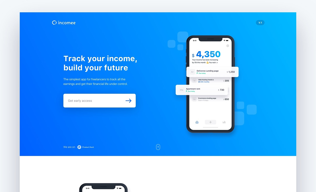 Incomee landing page
